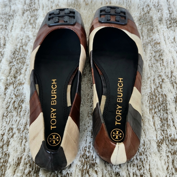 NWT Tory Burch "Georgia" Stripe Eel Leather Ballet Flats | Women's Size 7, 7.5 - Picture 8 of 14